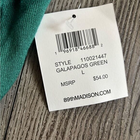 89th Madison Floral Sleeve Green Sweater - Picture 3 of 4